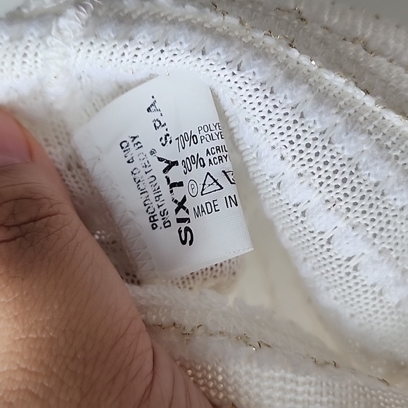 Vintage Miss Sixty Cropped Crochet Knit Metallic Stripe Logo Tee - Picture 6 of 7